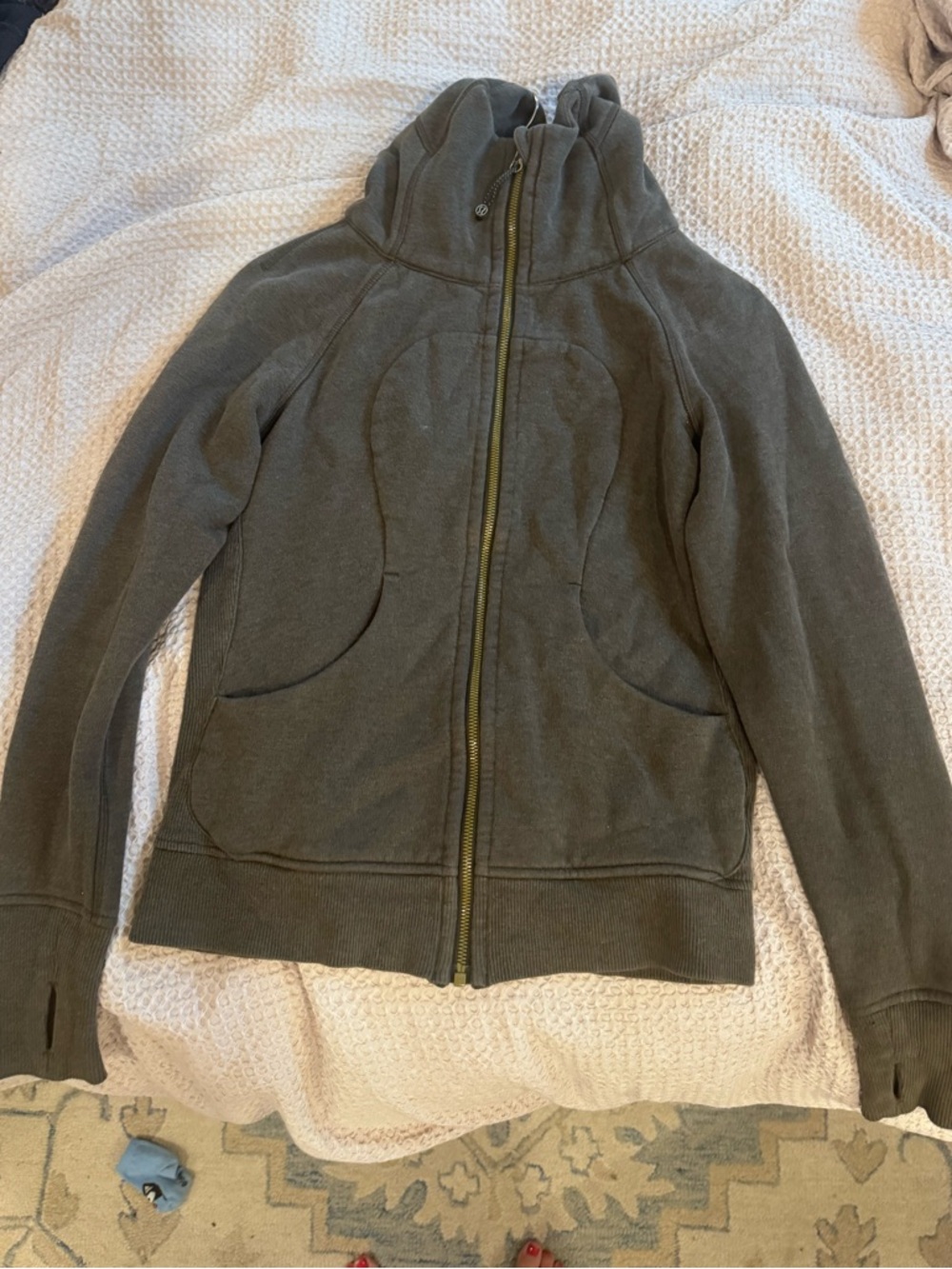 lululemon athletica Olive Green scuba Hoodie